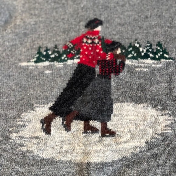 VTG Lauren Ralph Lauren LambsWool Sweater Turtleneck Ice Skaters Gray Sz S P - Picture 3 of 9